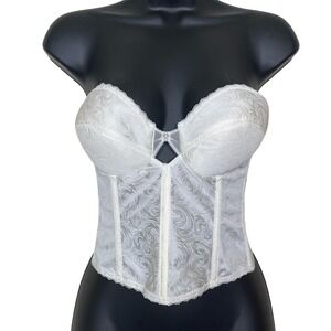 Vtg Smoothie Sophistique Ivory Strapless‎ Bustier Corset 34B Bridal Lingerie
